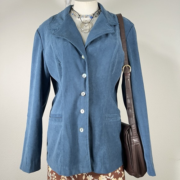 Vintage KC Spencer Blazer Jacket Faux Suede  long sleeve Fits Medium/Large? 90s‎ - Picture 1 of 9